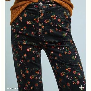 Anthropologie floral corduroy bell bottom pants